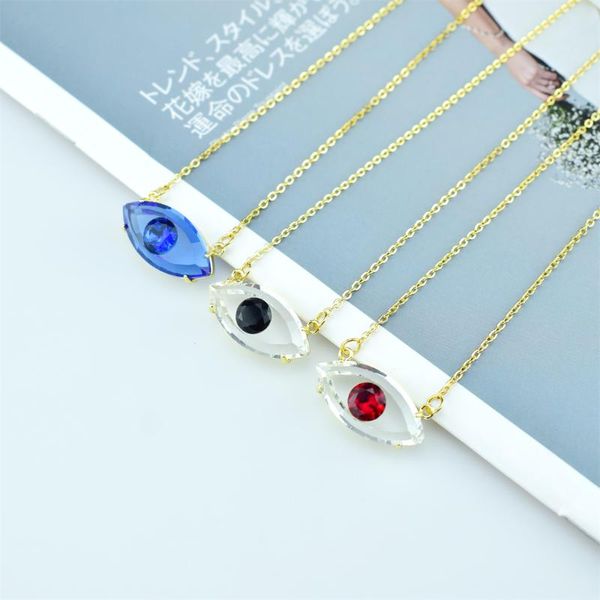 

chains 2021 unique turkish crystal evil eyes pendant necklace for womens jewelry 20 color options clavicle necklaces gift 1pcs, Silver