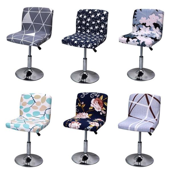 

chair covers floral bar stool cover low back spandex seat case elastic rotating lift dining protector leaf print