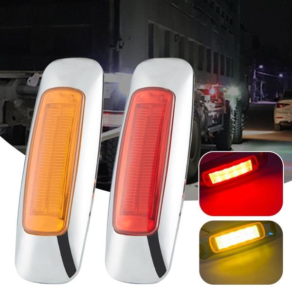 

emergency lights 8led side taillights marker electroplated 12v/24v car external lamp for truck red and yellow drop