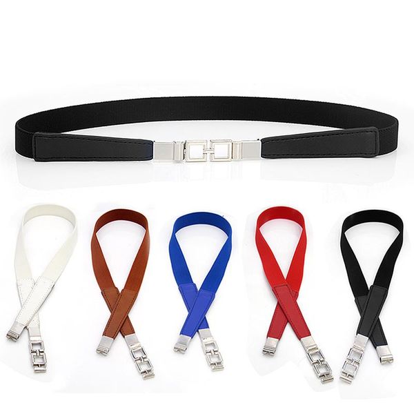 

belts 4 colors fashion women pu black white waist band thin elastic belt dress apparel accessories cinturon mujer, Black;brown