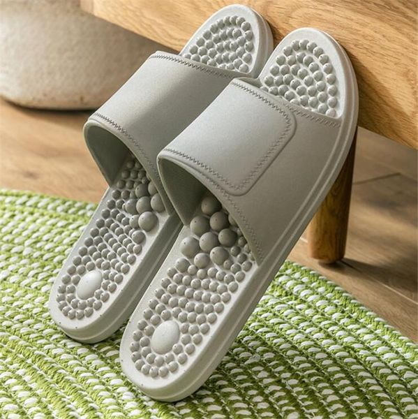 

slippers summer men home massage slides leisure solid plus size couple non-slip bathroom flip-flops foot shoes, Black