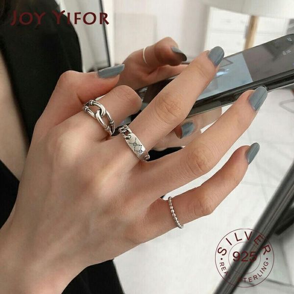 

cluster rings 925 sterling silver korean retro cross chain ring female wild fashion jewelry temperament elegant handmade gifts1, Golden;silver