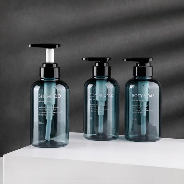 

bath accessory set 3 in 1 soap dispenser 300ml 500ml refill empty bottle bathroom conditioner body shampoo bottles plastic pump