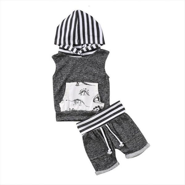 

2pcs toddler dinosaur clothes set kids baby boy t shirt shorts pants outfit cotton sleeveless, White