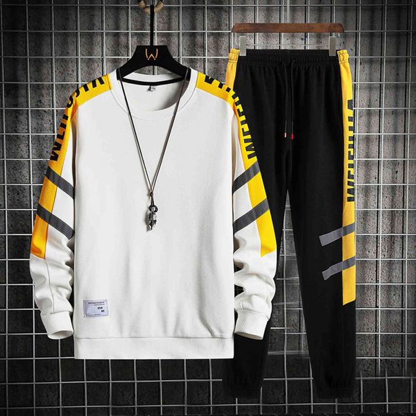 

men's tracksuits patchwork tracksuit spring autumn jogging suit fashion clothing 2 piece set running sportswear workout clothes t9vd, Gray