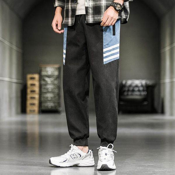 

mens casual pants men 2021 spring splicing new sweatpants joggers trousers street wear sports black pants trousers for men