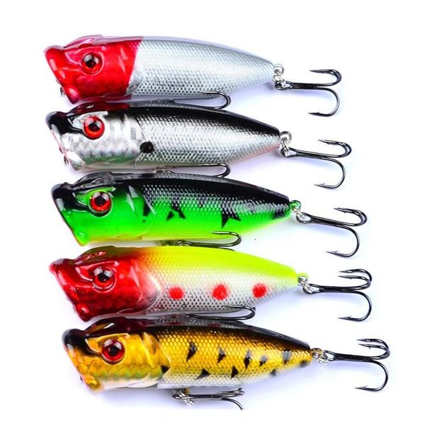

mixed 5 color 7.3cm 12.15g popper fishing hooks fishhooks 6# hook plastic hard baits & lures pesca fishing tackle jllazz insyard