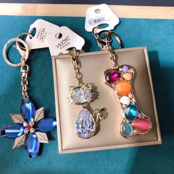 

fashion personality jewelry bag hanging accessories inlaid with diamond small animal bear cute key ring lady cui, Slivery;golden