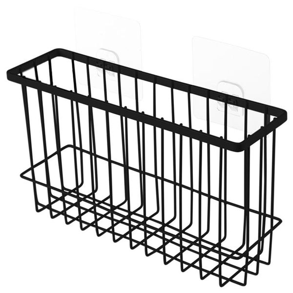 

bathroom storage & organization japanese wrought iron wall-mounted basket drain kitchen bracket black