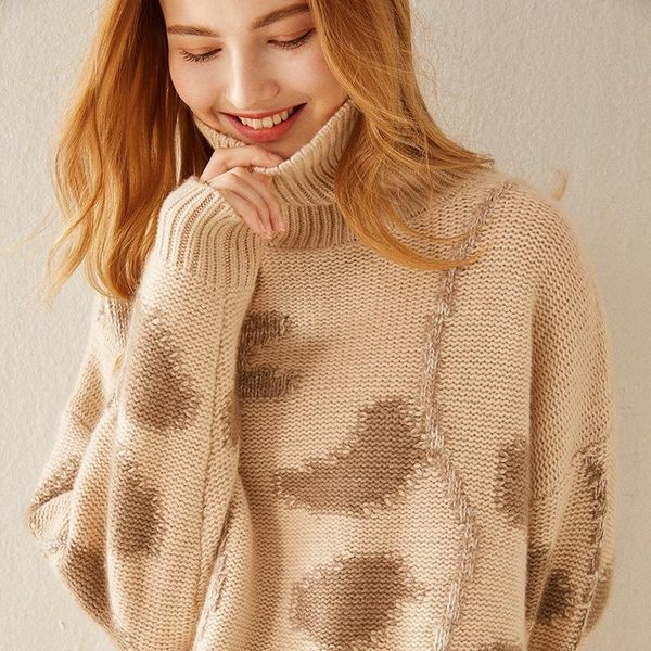 

women's sweaters cashmere sweater turtleneck pure 2022 winter drop-shoulder sleeve thickened knitted bottoming, White;black