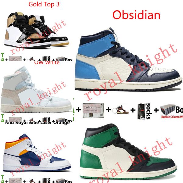 

mens basketball shoes 1 high og obsidian twist 1s black metallic gold unc men women sports sneakers airs trainersvi9f