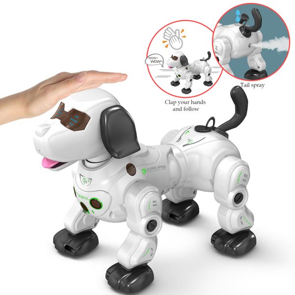 

Electronic Animal Pets RC Robot Dog Voice Remote Control Toys Dancing Walk Smart Dog Robots For Kids RC Toys, White