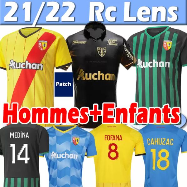 

21 22 rc lens sainte barbe special-edition soccer jerseys kakuta ganago sotoca fofana hommes enfants banza 2021 2022 football shirts men kid, Black;yellow