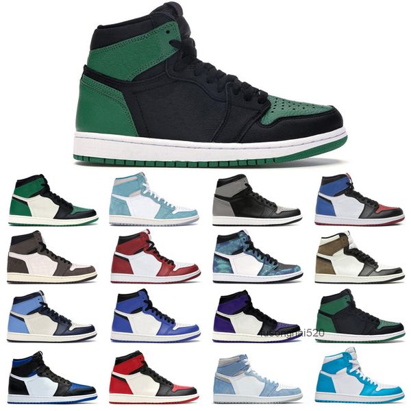

2022 original jumpman 1s basketball shoes 1 men's turbo green hyper royal unc dark mocha tie dye court purple bred toe cactus jack chic