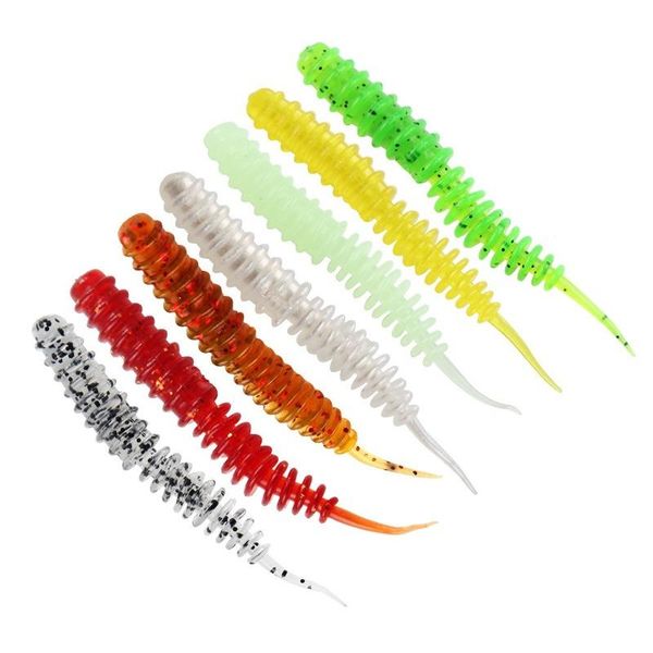 

fishing hooks threaded needle tail lure soft bait 6cm1.3g root insect 10 pack