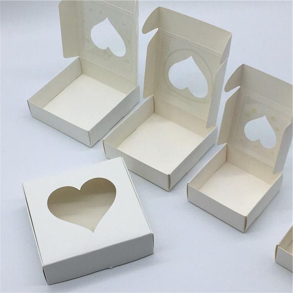 

gift wrap white cardboard paper box with heart shape pvc windows for food biscuit party packing package diy boxes