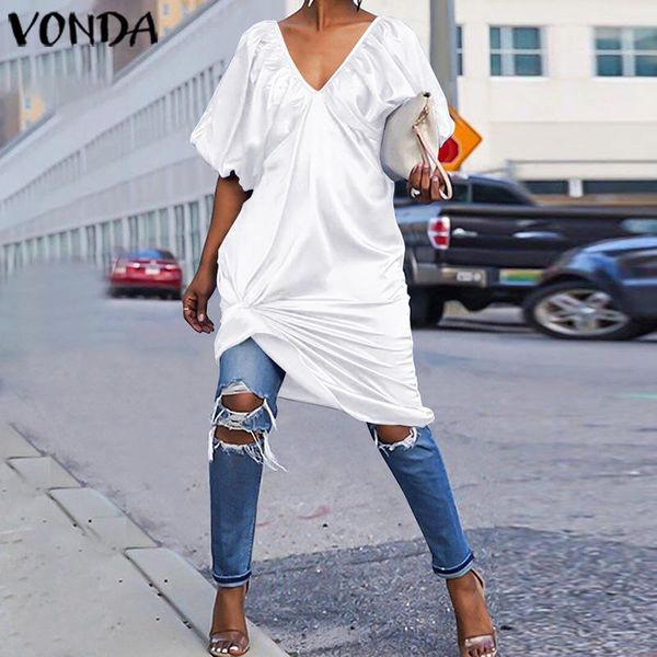 

women's blouses & shirts vonda women party asymmetrical bohemian tunic 2021 summer casual loose half lantern sleeve blouse plus si, White