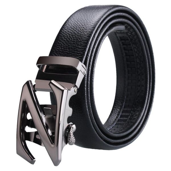 

belts wild men pu leather belt alloy automatic buckle large z letter men's casual pants accessories with lychee black, Black;brown