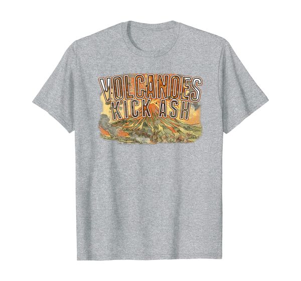

volcano pun vintage graphic volcanology volcanoes kick ash t-shirt, White;black