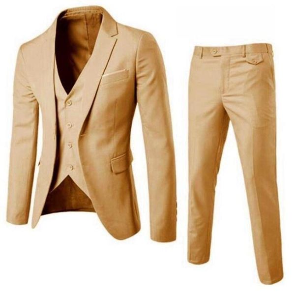 

men's suits & blazers khaki mens groom wear tuxedos 3 piece wedding groomsmen man formal suit for men (jacket+pant +vest), White;black
