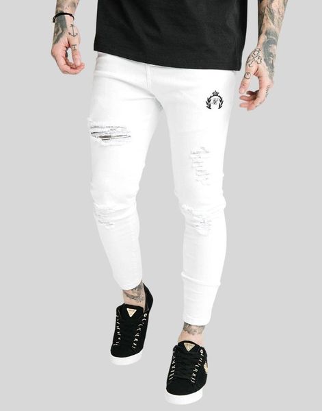 

men's jeans siksilk prestige distressed white, Blue