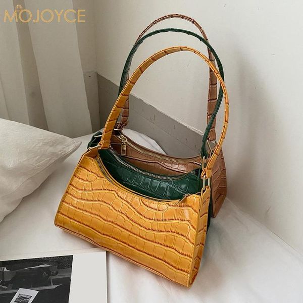 

cross body alligator pattern hobos zipper handbag ladies vintage pu pure color underarm bag shoulder clutches multi pouch