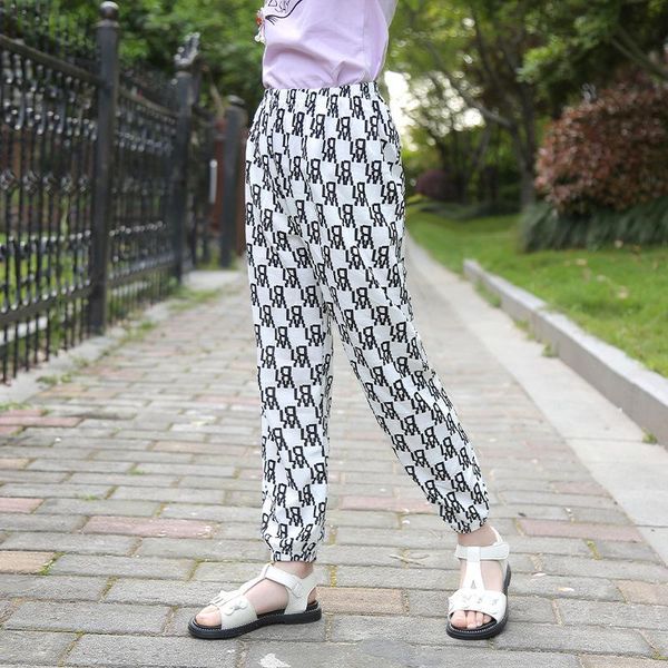 

trousers children's ice silk anti-mosquito pants boys and girls summer thin casual sports baby loose letter, Blue