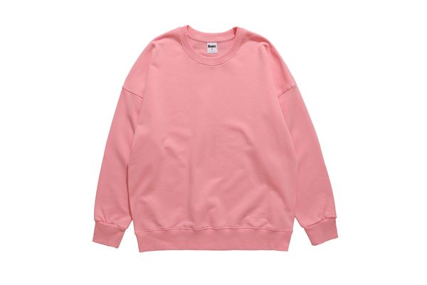 

hoodies autumn new men's couple sweater loose big plum coil cotton solid color long sleeve round neck, Black