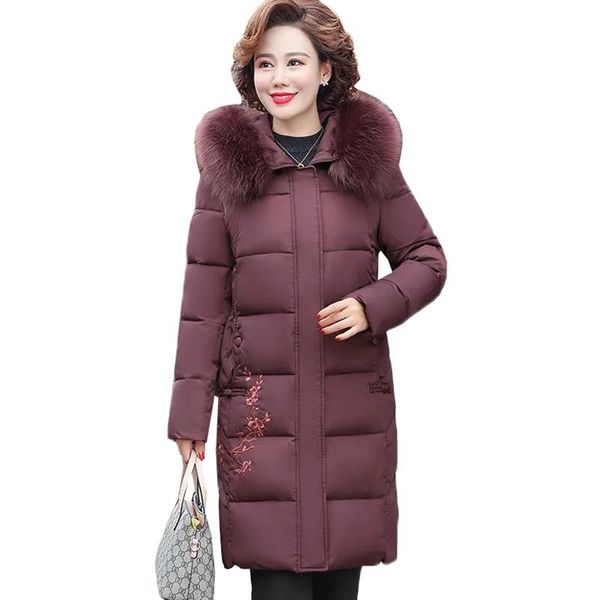 

women's down & parkas plus size 5xl 6xl winter jacket women thicke cotton padded coat hooded parker long middle-aged female clothes, Black