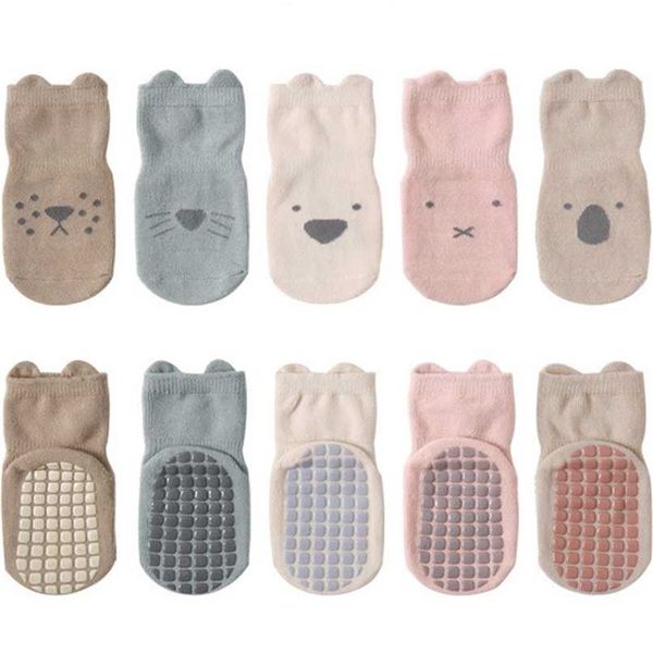 

5 pairs/lot 0-5y autumn and winter children's socks born soft cotton non-slip floor boys girls baby socks 211028, Pink;yellow