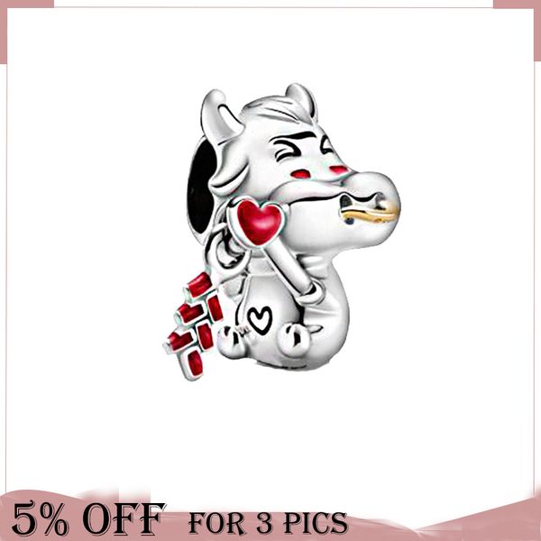 

2021 valentines day 925 sterling silver bead firecracker calf charms fit original pandora bracelets women jewelry gift, Black