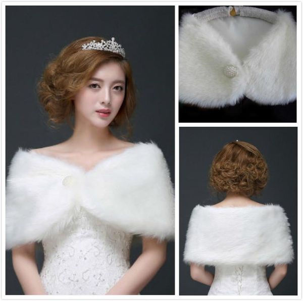 

wraps & jackets pure white elegant warm faux fur shawl wedding wrap bridal plush short coat marriage accessories