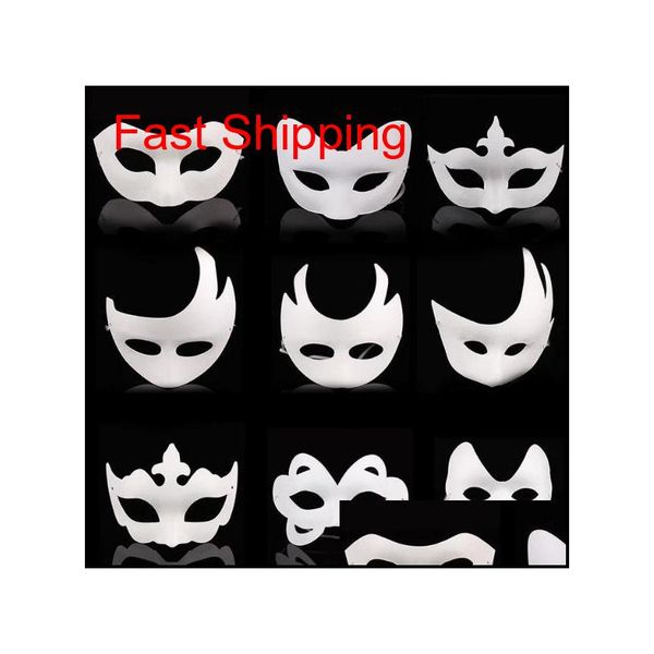 

blank white masquerade mask kids adults mardi gras christmas halloween midnight costume diy half full face masks animal cartoon mask 9 sjdnb