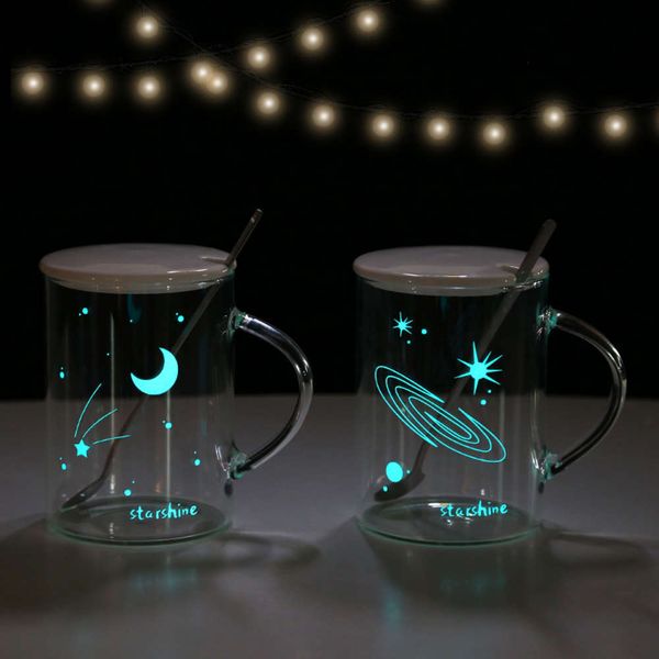 

luminous glass water cup very beautiful milk breakfast cup household flower tea cups coffee cups