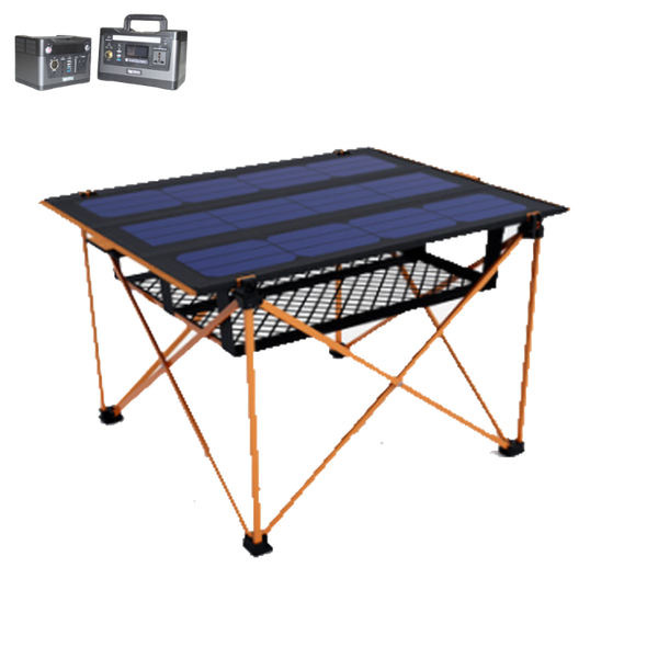 

camping hiking table solar panel rechargeable folding table