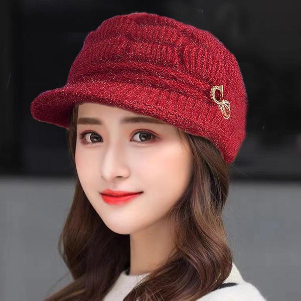 

beanies women girl knit beret winter warm baggy beanie crochet hat slouch ski brim slouchy peaked caps
