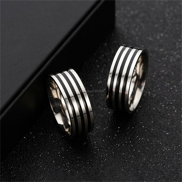 

fashion black circel ring enamel stainless steel rings band women rings mens ring fashion jewelry will and sandy, Silver