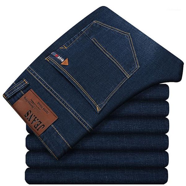 Herren Jeans Plus Größe 42 44 46 48 50 52 Herbst Winter Klassische Lose Gerade Denim Hosen Stretch Marke Hosen Blau, 8670