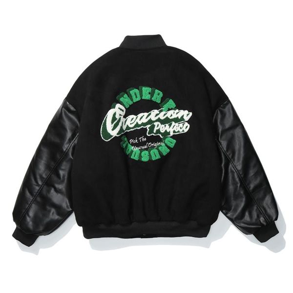 

men's jackets 2021mens hip hop chamois suede thick streetwear baseball jacket coats winter harajuku patchwork bomber, Black;brown