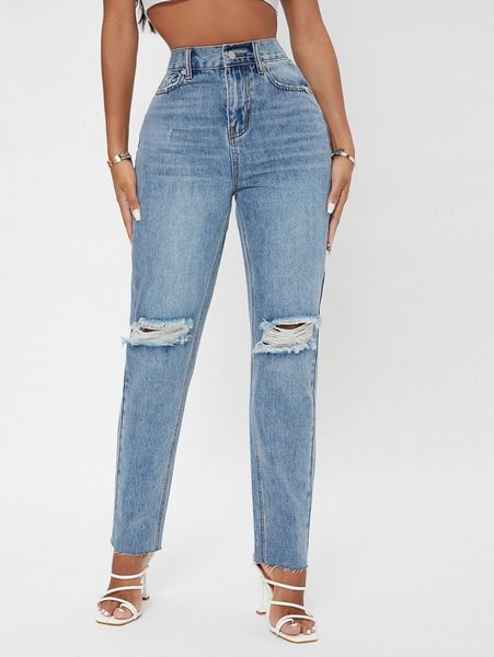 

sxy curvy high waist ripped jeans c3jn#, Blue