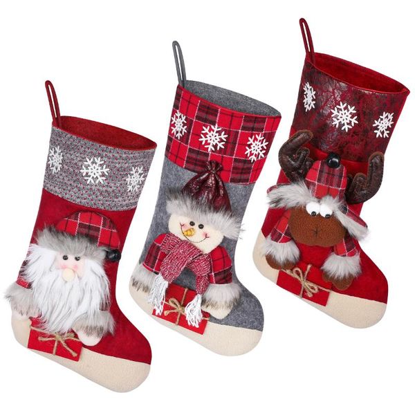 

christmas decorations toyandona 3pcs stockings hanging goodie bags sock pouch festival holiday gift holder