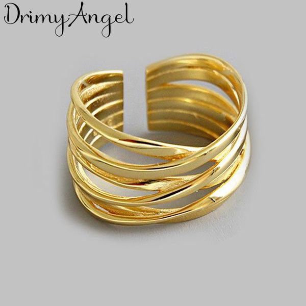 

wedding rings charming boho korean open adjustable size multilayer chains lines for women ring jewelry valentine's day gift, Slivery;golden