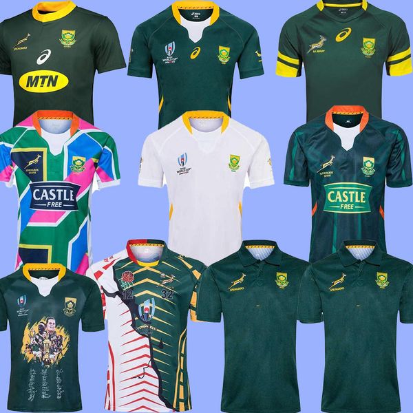 

2021 africa shirt african 100th anniversary rugby jersey champion joint version national team shirts south 19 20 21 jersey men's size s, Black;gray