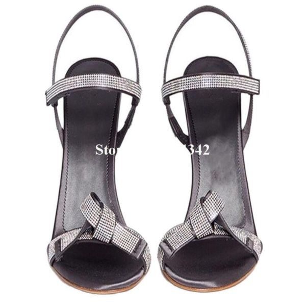 

sandals summer fashion butterfly-knot decoration thin high heel and open toe buckle strap women, Black