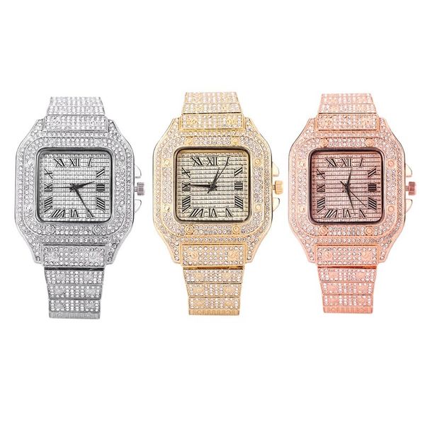 

gift watch casual watch hip hop full zircon brand watch, Slivery;brown