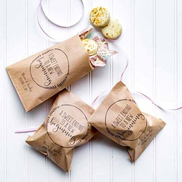 

gift wrap custom a sweet ending to beginning personalized wedding favor bags,candy buffet, popcorn bar, rehearsal dinner, engagement