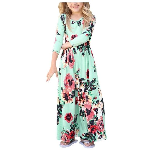 

casual dresses 2021 mom and daughter floral long sleeve dress family look matching outfits wedding party mommy me, Black;gray
