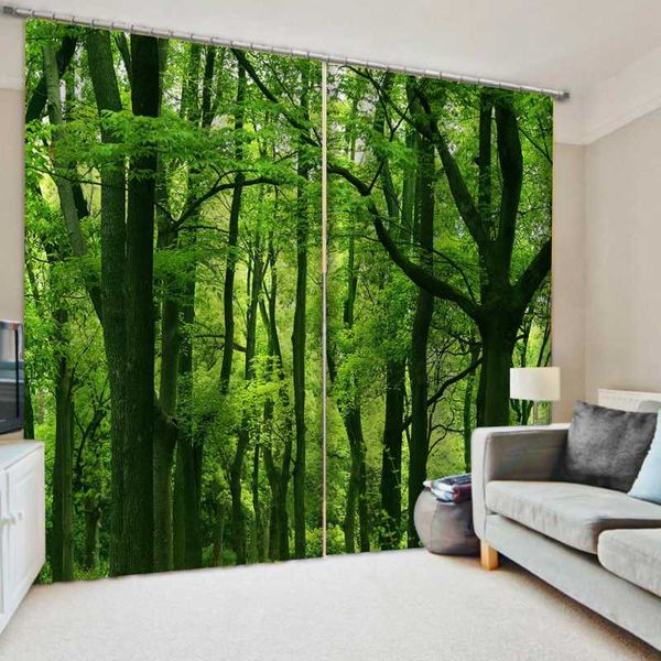 

curtain & drapes luxury blackout 3d window curtains for living room bedroom green forest stereoscopic