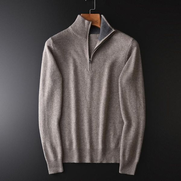 

men's sweaters cashmere turtleneck mens sweater luxury solid color zipper collar man plus size 4xl slim fit thick male, White;black