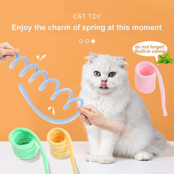 

cat toys 5pcs plush spring toy soft short colorful coil spiral springs interactive pet supplies